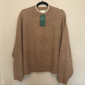 Camel oversized pullover crew neck sweater NWT
